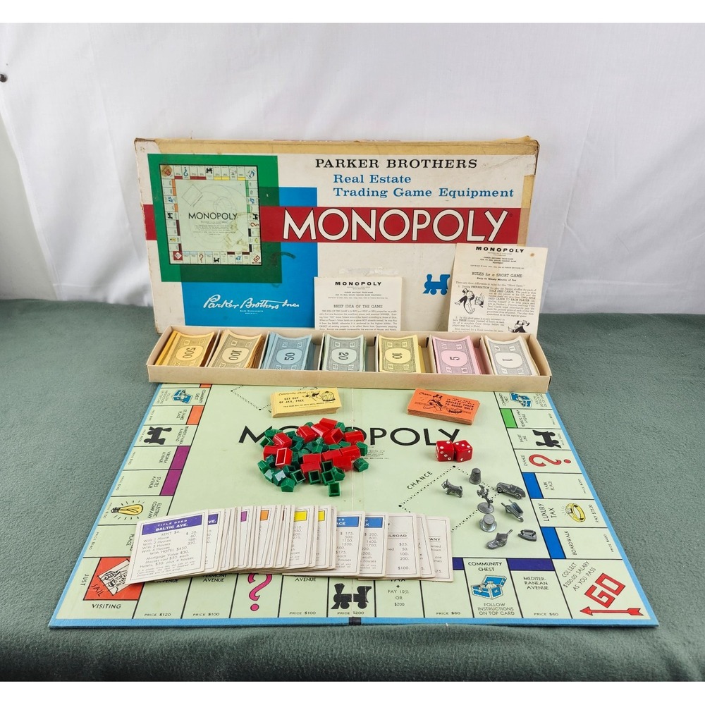Vintage 1961 Monopoly Game Parker Brothers Original- COMPLETE